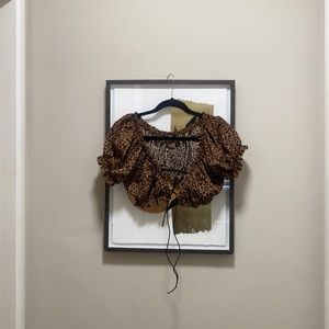 Shein cropped blouse cheetah print